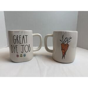 Rae Dunn Easter Mugs Cups Great Dye Job I Don't Carrot All Carrots Lot Of 2